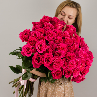 Букет из 51 Розовой розы Эквадор 60см арт. 7299