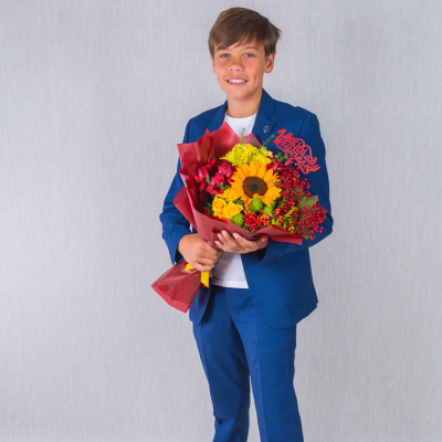 Школьный букет с подсолнухом. арт. 37965