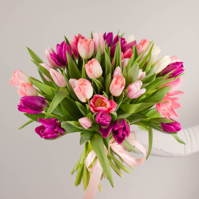 Тюльпаны 51 шт. Розовый МИКС арт. 7336