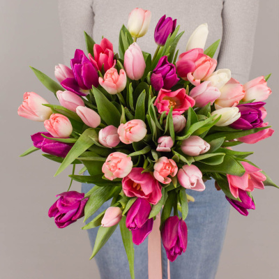 Тюльпаны 51 шт. Розовый МИКС арт. 7336
