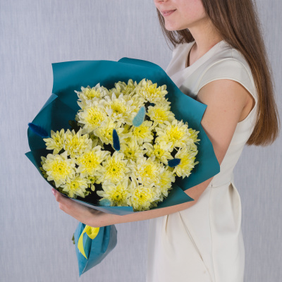 Букет кустовых хризантем с лагурусом арт. 47180