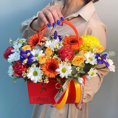 Сумка с живыми цветами оранжевая арт. 66670