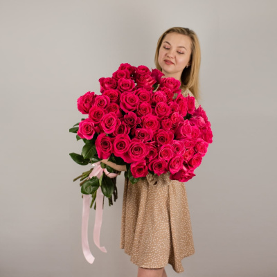 Букет из 51 Розовой розы Эквадор 60см арт. 7299