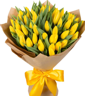Букет 51 тюльпан желтый в упаковке арт. 7337