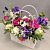 Сумка с живыми цветами "Взрыв эмоций" яркий микс из кустовой хризантемы, розы и ирисов арт. 45000