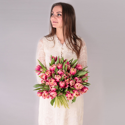 Тюльпаны пионовидные 51 шт. (красный) арт. 46174