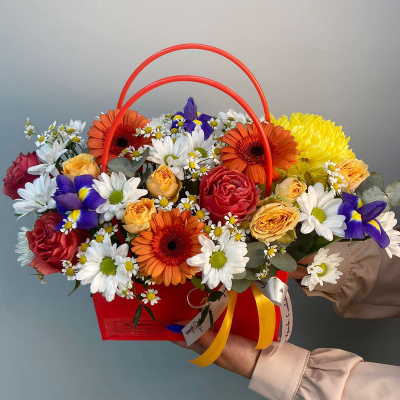 Сумка с живыми цветами оранжевая арт. 66670