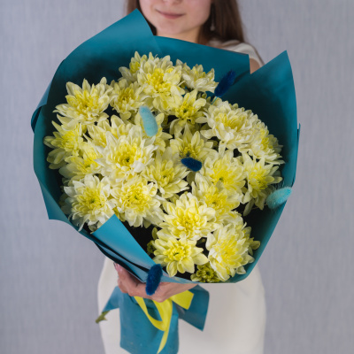 Букет кустовых хризантем с лагурусом арт. 47180
