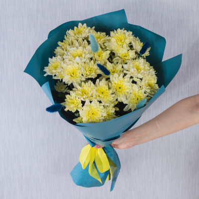 Букет кустовых хризантем с лагурусом арт. 47180