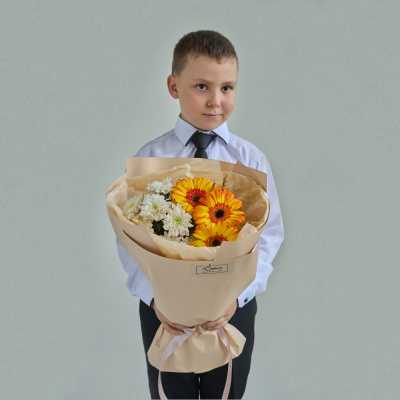 Букет из гербер и хризантем арт. арт. 84338