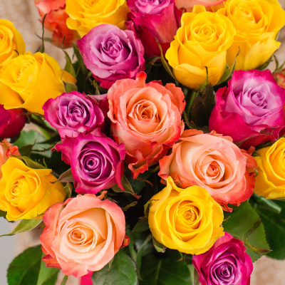Букет из 25 эквадорских роз 40 см Яркий микс арт. 7310