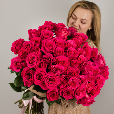 Букет из 51 Розовой розы Эквадор 60см арт. 7299
