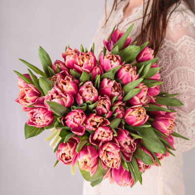 Тюльпаны пионовидные 51 шт. (красный) арт. 46174