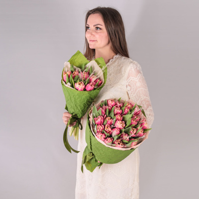 Букеты из пионовидных тюльпанов Колумбус для мамы и дочки арт. 59868